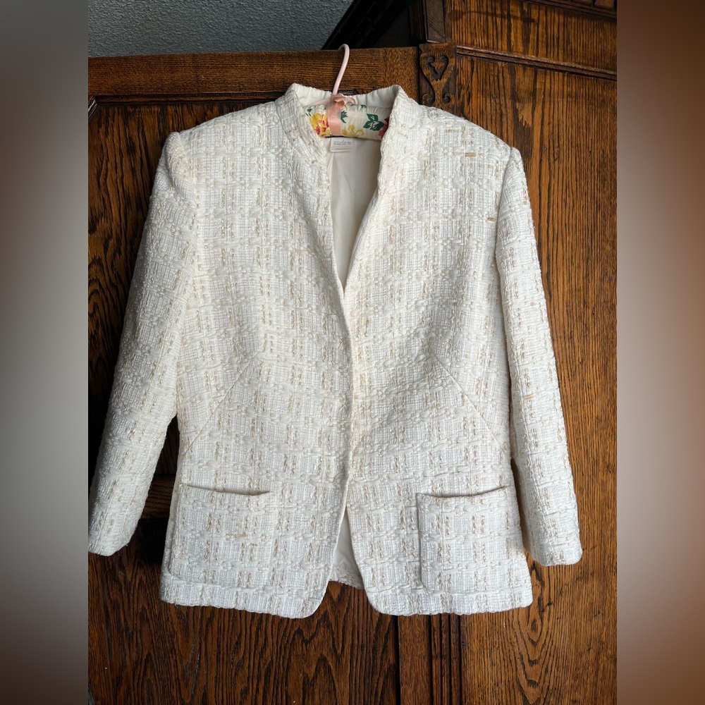 Les Copains tweed blazer jacket 3/4 sleeve EU44